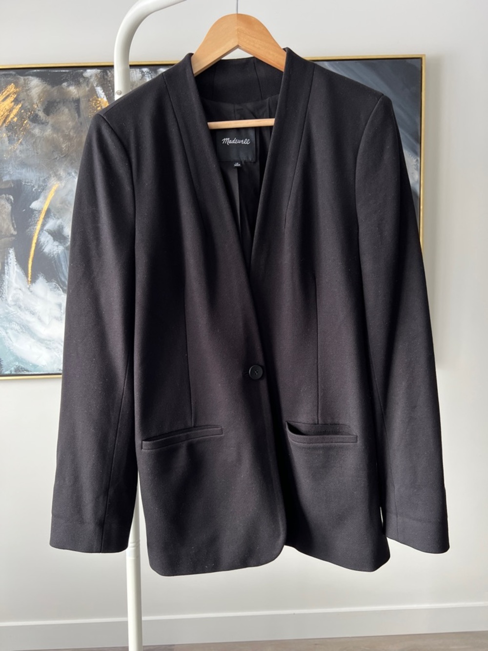 Madewell Black Collarless Blazer Jacket